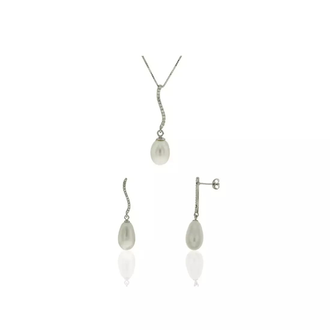 Conjunto Coralo Pérola Brincos e Colar