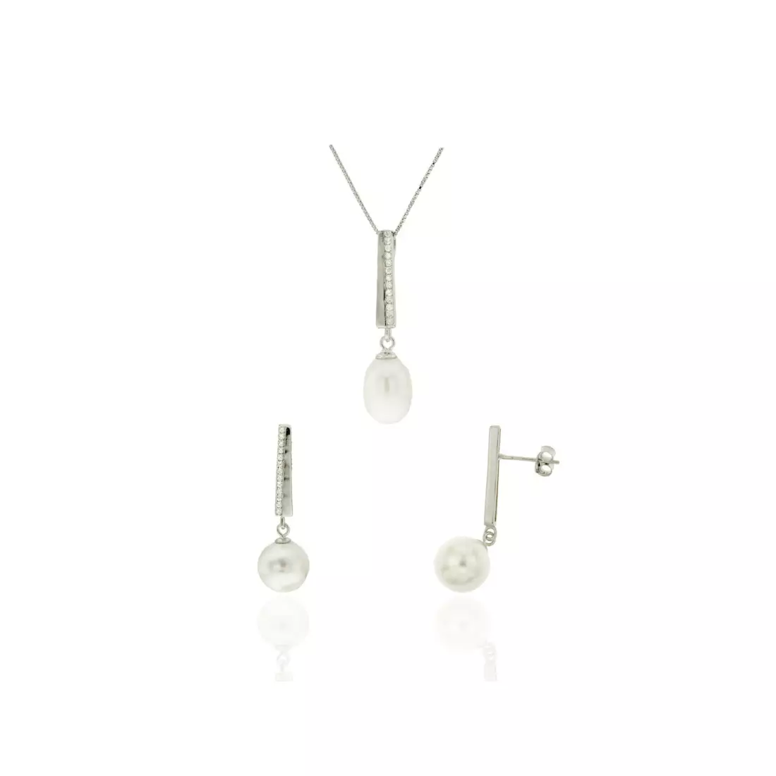 Conjunto Coralo Pérola Brincos e Colar